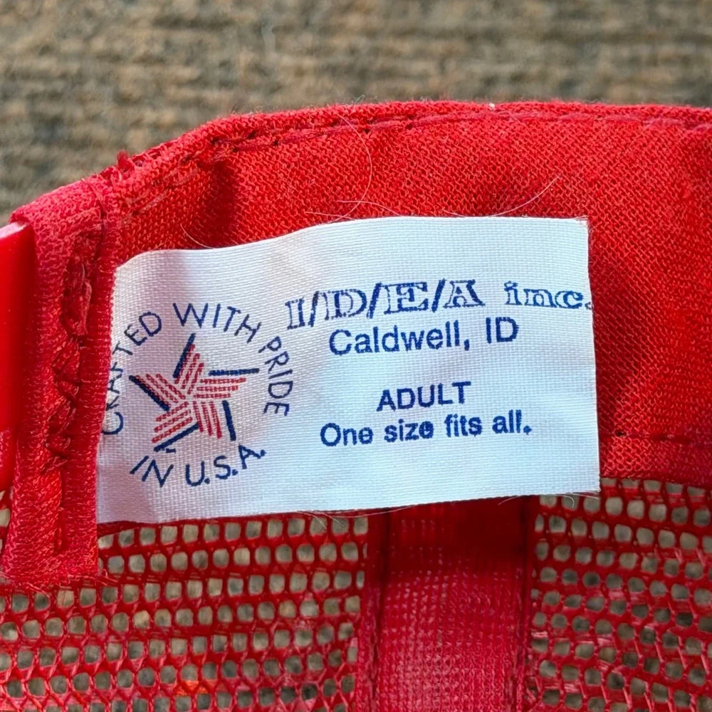 Vintage IDEA Inc Don Shaffer's Autos Trucker Hat Michigan Red White Snapback USA